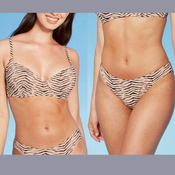 NWT‎ Shade Shore [ 34B ] Bikini Top + Cheeky Bottom [ Medium ] Animal Lurex - Picture 1 of 12